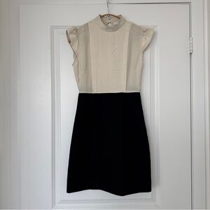 Sandro Silk Elegant Black and Cream Dress